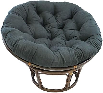 American Rattan Papasan Chair with Black 100% Polyester Cushion - Adult Size