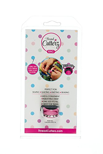 Thread Cutterz Ring Pink w/Single Row Swarovski Crystals - A ring that cuts thread, yarn & embroidery floss