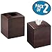 mDesign Square Bamboo Boutique Facial Tissue Box Cover for Bathroom Vanity - Pack of 2, Espresso