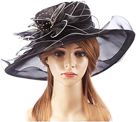 Kentucky Derby Church Hats Tea Party Horse Race Fascinator Hat for Women Floral Organza Bridal Wedding Hat