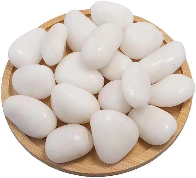 Hardscaping Materials - WHANLEY L&Q 2 LB Natural White River Rocks(2~3Inches),Polished Pebbles for Plants Garden Decorative Stones Rocks for Succulent Plants Garden Fish Tank Rocks for vases,Decorative Stones(1, 2 LB)