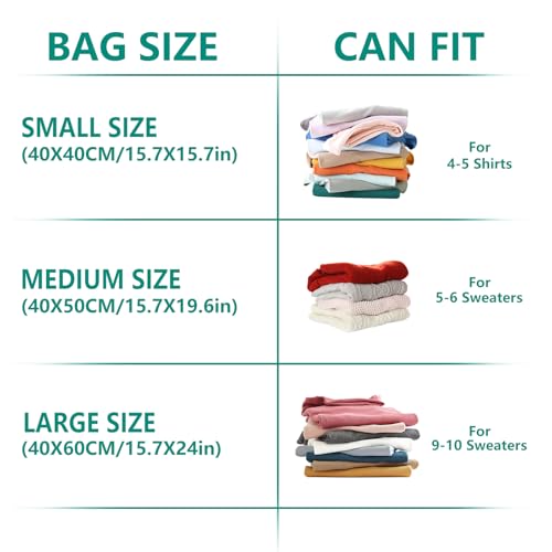 9 Pieces Vacuum Bags Clothes with Electric Pump, 3 x 40 x 40 cm / 3 x 40 x 50 cm / 3 x 40 x 60 cm Vacuum Bags Clothes for Blankets, Pillows, Travel, Moving, Seasonal Items