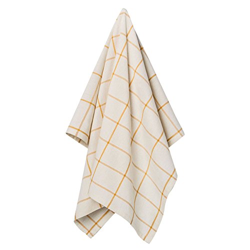 Hearth and Hand with Magnolia, Striped and Grid Pattern Pot Holder (Set of 2) with Large Flour Sack Kitchen Dish Towel Set, Golden Yellow and White, 100% Cotton - Thumbnail 2