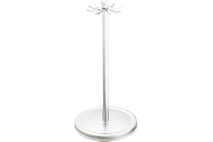 Rotatable Hanging Utensil Holder with 8 Hooks for Kitchen Countertop Organization, Space-Saving Metal Organizer, Grey(White)