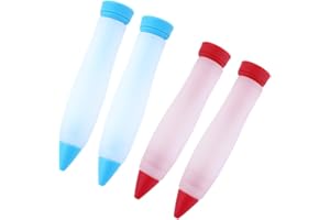 Pokinge 4pcs 40ml Cake Decorating Pens Kit Silicone Dessert Icing Pen,Food Writing Pen for Cake Mould for Reusable Piping Noz