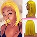 Short Yellow Bob Wig Human Hair 8 Inch Free Part 13x4 Lace Front Wigs Human Hair Straight 180% Density Frontal Bob Wigs for Women Pre Plucked Hairline Bleached Knots