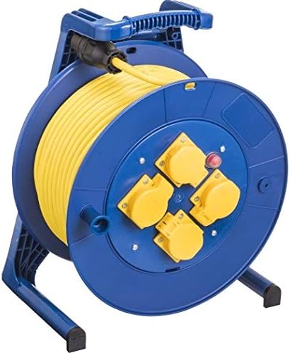 JUMBO® L Cable Reel with 4 Sockets H07RN-F Cable Colour Yellow Cross Section 3 x 1.5 mm² Length 25 m, Blue
