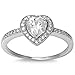 Oxford Diamond Co Clear Cz Heart .925 Sterling Silver Ring Size 7
