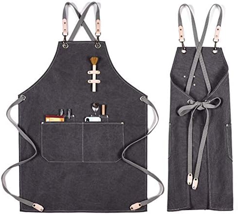 Soft Cotton Canvas Bib Apron for Men Women with Pockets for Home Kitchen Dishes, Cafes, Beauty Nails, Studios, Hair Stylist