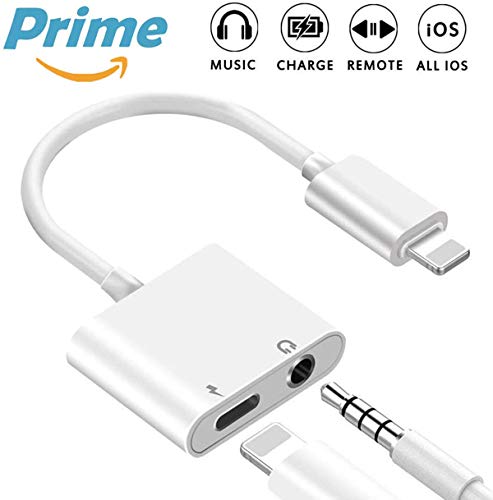 Headphone Adapter for iPhone 11 Aux Audio to 3.5 mm Dual Jack 2 in 1 Earphones Connector Adapter Compatible for iPhone 7/7Plus/8/8Plus/X/11/XS/XS MAX Dongle Accessory Connector Support All iOS System
