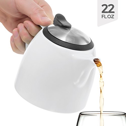 Tealyra Drago Ceramic Small Teapot White 22oz (23 cups) With