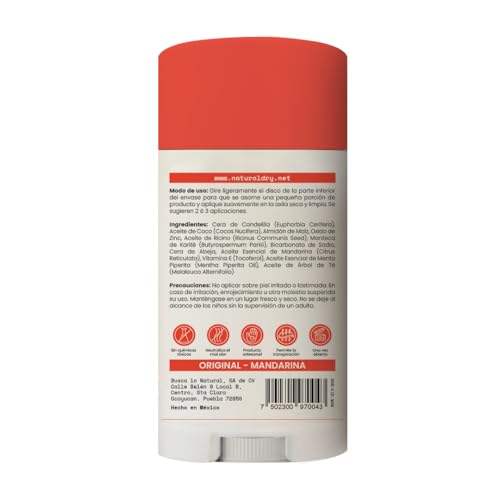 NaturalDry Kids - Pack de 2 desodorantes naturales de barra - Desodorante infantil unisex Natural para niños - Aroma mandarina - Desodorante natural para mujer - Aroma lavanda - Duración 24h - En barra