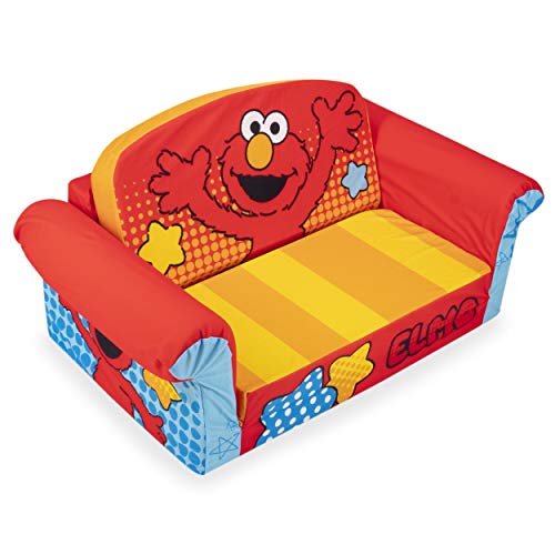 Marshmallow Furniture, Children's 2in1 Flip Open Foam Compressed Sofa, Sesame Street’s Elmo