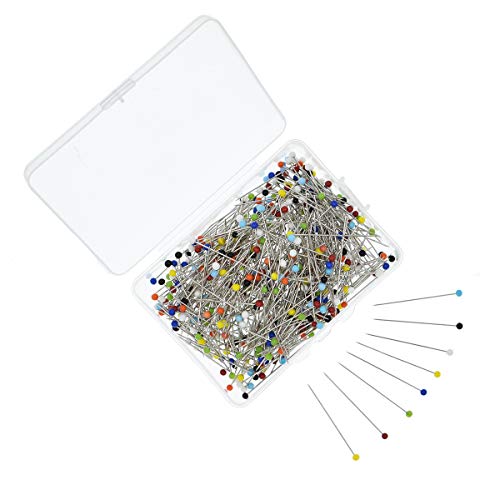 500 Pieces Sewing Pins 38mm Glass Ball Head Pins Straight Quilting Pins for Dressmaker Jewelry Decoration with Box