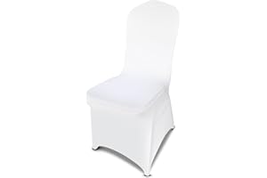 LIUJIAYI 12 Pcs White Stretch Chair Covers - Premium Polyester Spandex Slipcovers for Wedding, Party, Banquet, Dining & Event Chairs