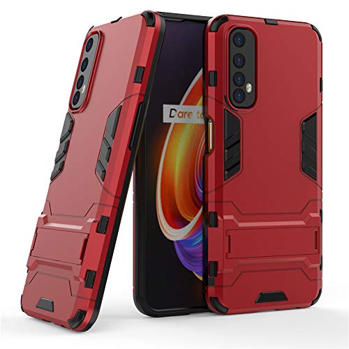 Custodia Per OPPO Realme 7 (6,5 Pollici) 2 In 1 Ibrida Antiurto Con Cavalletto - Rosso