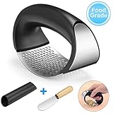 FCNEHLM Garlic Press Stainless Steel - Garlic Mincer Rocker with Peeler Set, Professional Grade Kitchen Gadgets, Dishwasher safe, Rustproof