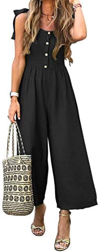 Bdcoco Women's Casual Button Down Short Sleeve Wide Leg Jumpsuits Long Pants Loose Romper Plus Size