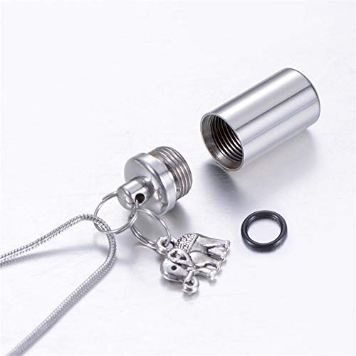 Valyria Free Engraving - Elephant Charm Cremation Urn Keepsake Necklace Keychain Stainless Steel Cylinder Cremation Jewelry for Ashes - Thumbnail 3