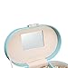Vlando Small Mirrored Travel Jewelry Box Organizer Storage Case - Faux Leather - Best Gift for Girls (Blue)