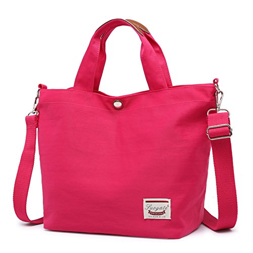 EasyHui Nylon Lightweight Handbags Travel Messenger Bag Large-capacity Shoulder Bag for Women Rose