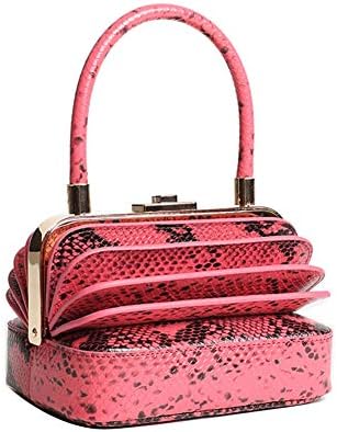 Qidell Women's Snakeskin Embossed Genuine Leather Designer Clutch Bag Evening Clutch Tote Purse Evening Bag
