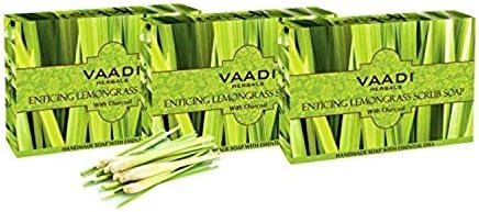 Glamorous Hub - Vaadi Herbals Value Enticing Lemongrass Scrub Soap, 3 x 75g