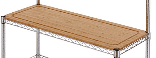 Finnhomy 16x36x61" 4-Tiers Adjustable Kitchen Bakers Rack Kitchen Cart Microwave Stand with Chrome Shelves and thicken Bamboo Cutting Board - Thumbnail 5