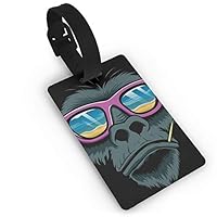 Homlife Cool Gorilla Head with Sunglasses PVC Travel Luggage Tag with Strap for Baggage Bag/Suitcases - Business Card Holder Name ID Labels Set for Travel