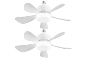 2 Pack Ceiling Fan Light Kit, Socket Fan Ceiling Fan with Light and Remote, E26 Small Ceiling Fan, Ceiling Fans Dimmable Led 