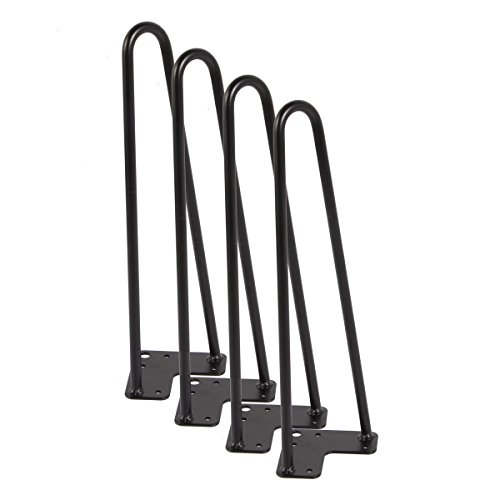 Heavy Duty Hairpin Legs Satin Black 20 Inches ▫ Industrial / Mid Century Modern ▫ Set of 4 Table Legs (20