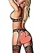 Women Harness Lace Lingerie Set Skirt 3 Pieces Bralettes and Garter Belt Black XL