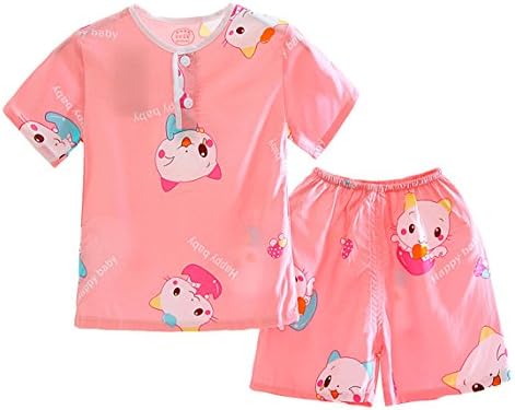 LLIOFUS Little Boys$Girls 2ps Soft Cotton Sleepwear Summer Kid Pajamas sets