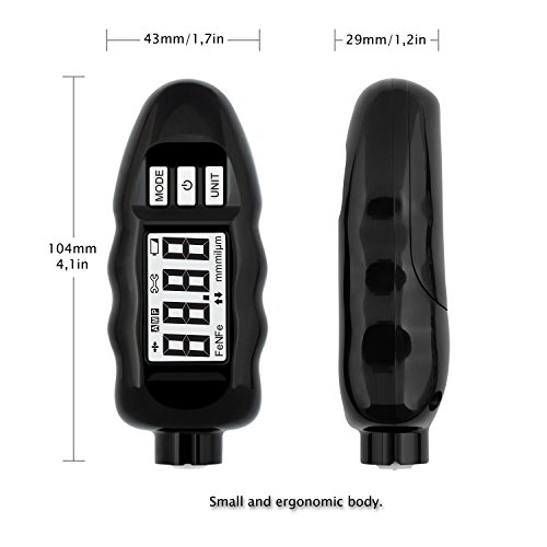 Coating Thickness Gauge DPM-816 Professional Paint Meter for Car Accident Detection Fe/NFe 0-3000µm/0-99mils (Black)