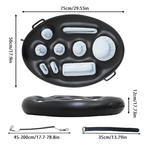 Pool Float Tray 9 Holes, 2-in-1 Inflatable Drink Holder | With Pull Rope, Large Cup Holder, Bar Floating Adults Summer Party Pool Gadgets