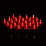 Weanas® 24pcs LED Tea Light Tealight Candles Red with Timer Timing Replaceable Coin Battery Unscented Flickering Flameless Two Dozen Lot 24 for Christmas Birthday Wedding Party (Red)