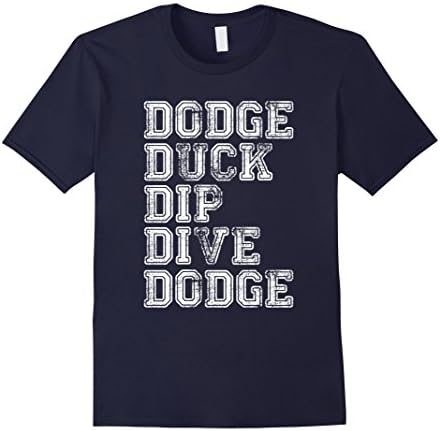 Men's Funny Vintage Dodge Duck Dip Dive Dodge Dodgeball T-shirts Medium Navy