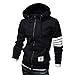 ZUEVI Men's Hoodies Casual Striped Drawstring Hooded And Zipper Closure Hoodie Slim Fit Fleece Sweatshirt With Pockets