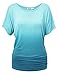 WT990 Womens Round Neck Short Sleeve Dip-Dye Dolman Top XXL Aqua
