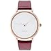 WRISTOLOGY Olivia Womens Watch Scallop Rose Gold Boyfriend Ladies Wine Purple Leather Strap Band