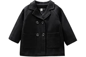 MoZiKQin Toddler Baby Boys Girls Wool Coat Winter Warm Double Breasted Trench Coat Kids Jacket Outwear Clothes