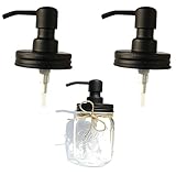 The Southern Jarring Co. Black Stainless Steel Mason Jar Liquid Soap Dispenser Lids - Rustproof - Modern Farmhouse Soap Pumps for Kitchen and Bathroom (2-Pack)