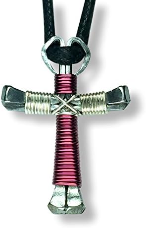 Horseshoe CrossesMulti-Colored Horseshoe Nail Crosses - You Pick Colors! (Burgundy & Silver)