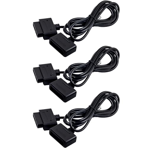 risingsaplings 3pcs SNES Controller Extension Cable Compatible with Retro-Bit SNES Super Nintendo Entertainment System Console (Black,1.8M/5.9FT)