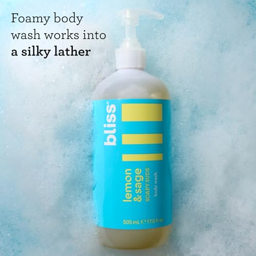 Bliss Lemon & Sage Trio: Soapy Suds Body Wash, Exfoliating Body Scrub & Lemon & Sage Body Butter – Hydrating & Nourishing for Soft, Radiant Skin
