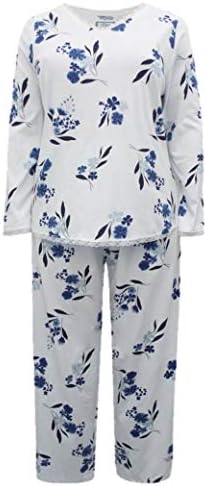 Ladies Pyjama Set White Plus Size PJs Long Sleeves Lace Detail Curve PJ Womens Pyjama Nightwear Lounge