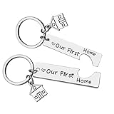 Our First Home Keychains New Home Keychain Housewarming Gift for New Homeowner House Keyring Moving in Key Chain New Home Owners Jewelry Realtor Closing Gifts (2 Pack)