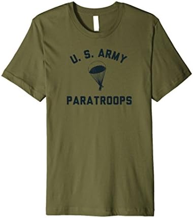 Mens US Army Paratroops Paratrooper WW2 Vintage PT T Shirt Small Olive