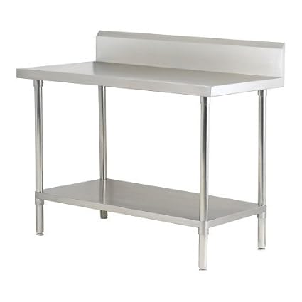 Custom Stainless Steel Work Table with Under Shelf & Back Splash