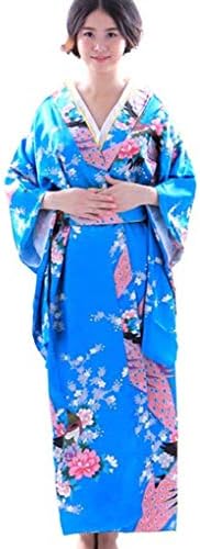 Level Great Women Girls Japanese Satin Floral Long Kimono Yukata Photo Cosplay Costume
